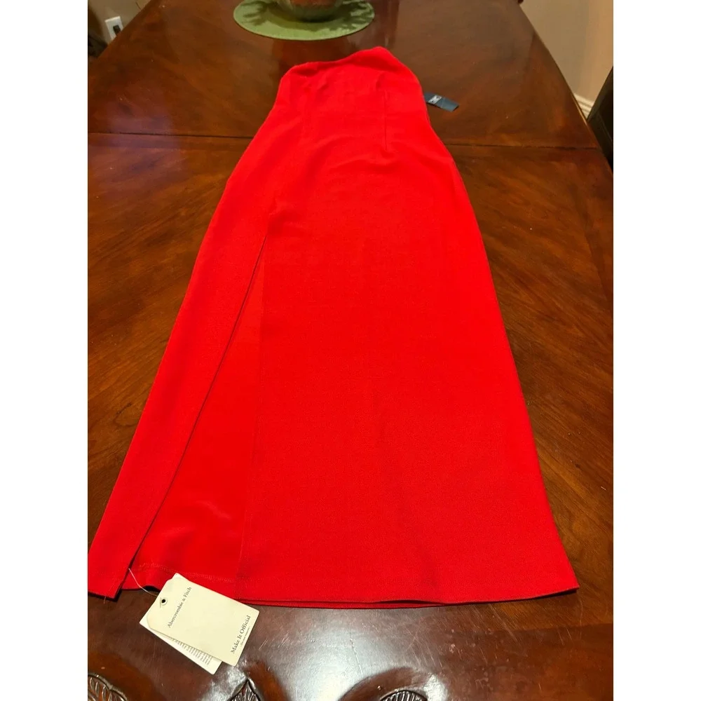 Abercrombie & Fitch Womens Red One Shoulder Maxi Dress Side Slit Formal NWT